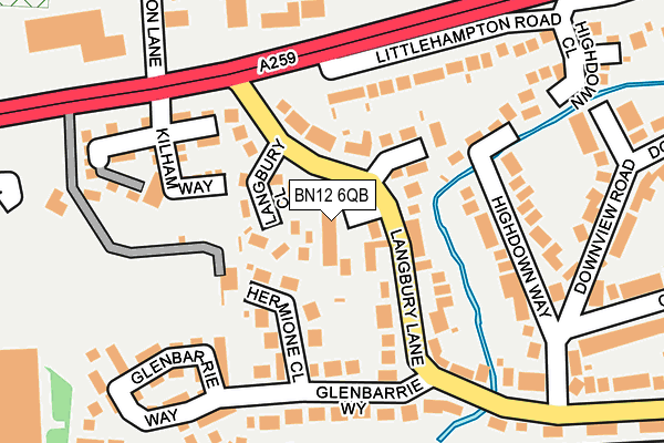 BN12 6QB map - OS OpenMap – Local (Ordnance Survey) BN12 6QB map - OS OpenMap – Local (Ordnance Survey)