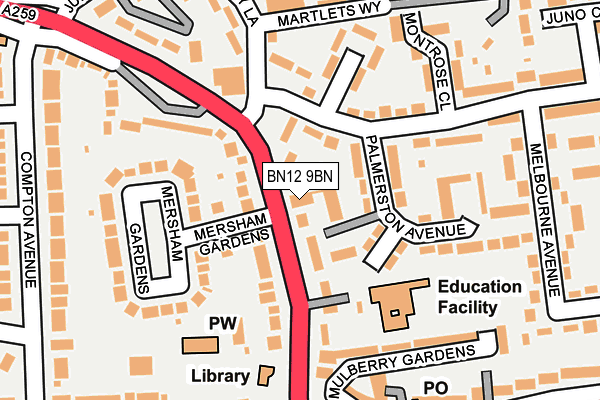 BN12 9BN map - OS OpenMap – Local (Ordnance Survey) BN12 9BN map - OS OpenMap – Local (Ordnance Survey)