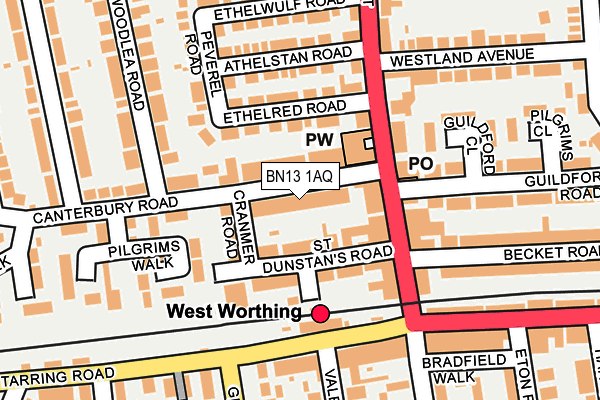 BN13 1AQ map - OS OpenMap – Local (Ordnance Survey) BN13 1AQ map - OS OpenMap – Local (Ordnance Survey)