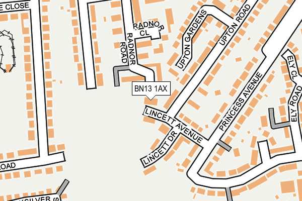 BN13 1AX map - OS OpenMap – Local (Ordnance Survey) BN13 1AX map - OS OpenMap – Local (Ordnance Survey)