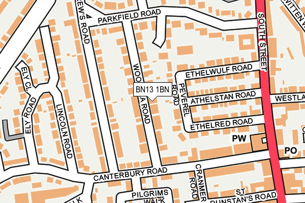BN13 1BN map - OS OpenMap – Local (Ordnance Survey) BN13 1BN map - OS OpenMap – Local (Ordnance Survey)