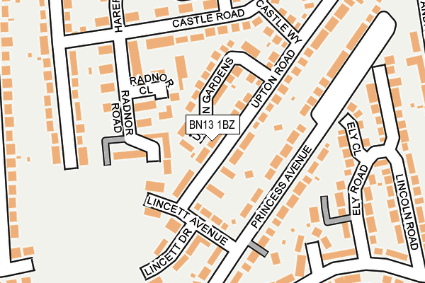 BN13 1BZ map - OS OpenMap – Local (Ordnance Survey) BN13 1BZ map - OS OpenMap – Local (Ordnance Survey)