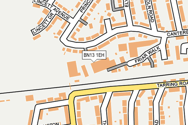 BN13 1EH map - OS OpenMap – Local (Ordnance Survey) BN13 1EH map - OS OpenMap – Local (Ordnance Survey)