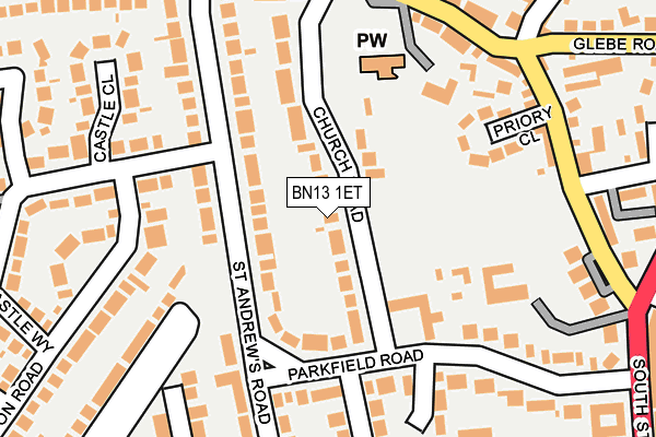 BN13 1ET map - OS OpenMap – Local (Ordnance Survey) BN13 1ET map - OS OpenMap – Local (Ordnance Survey)