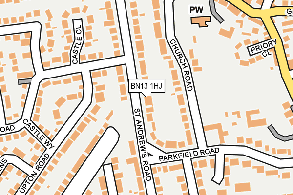BN13 1HJ map - OS OpenMap – Local (Ordnance Survey) BN13 1HJ map - OS OpenMap – Local (Ordnance Survey)