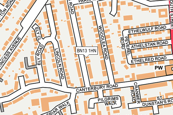 BN13 1HN map - OS OpenMap – Local (Ordnance Survey) BN13 1HN map - OS OpenMap – Local (Ordnance Survey)