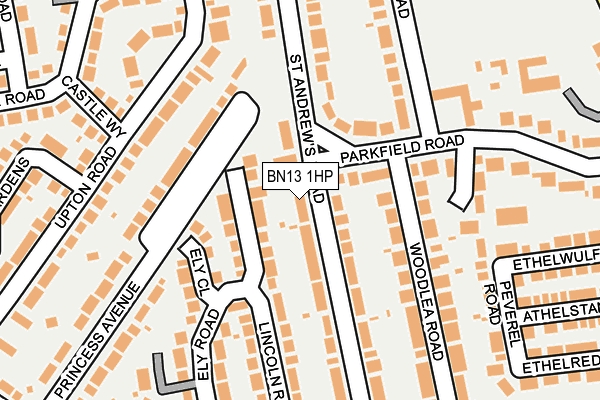 BN13 1HP map - OS OpenMap – Local (Ordnance Survey) BN13 1HP map - OS OpenMap – Local (Ordnance Survey)