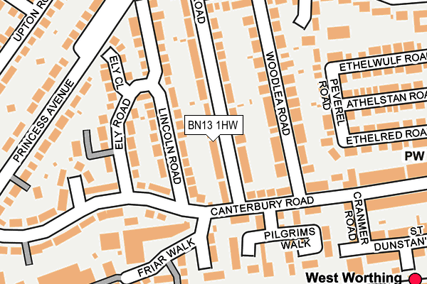 BN13 1HW map - OS OpenMap – Local (Ordnance Survey) BN13 1HW map - OS OpenMap – Local (Ordnance Survey)