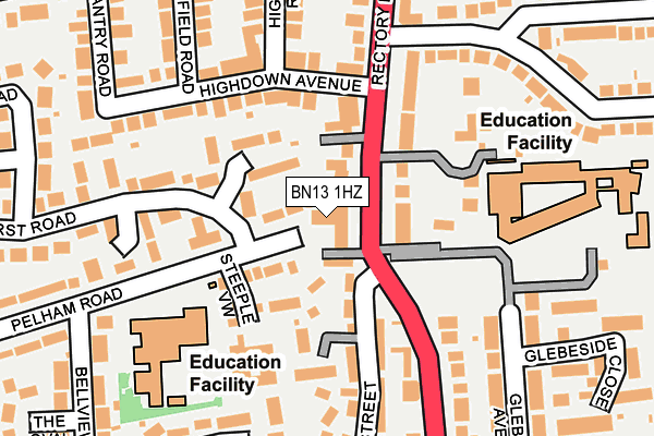 BN13 1HZ map - OS OpenMap – Local (Ordnance Survey) BN13 1HZ map - OS OpenMap – Local (Ordnance Survey)