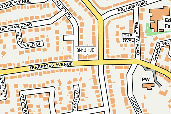 BN13 1JE map - OS OpenMap – Local (Ordnance Survey) BN13 1JE map - OS OpenMap – Local (Ordnance Survey)
