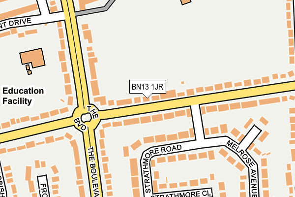 BN13 1JR map - OS OpenMap – Local (Ordnance Survey) BN13 1JR map - OS OpenMap – Local (Ordnance Survey)
