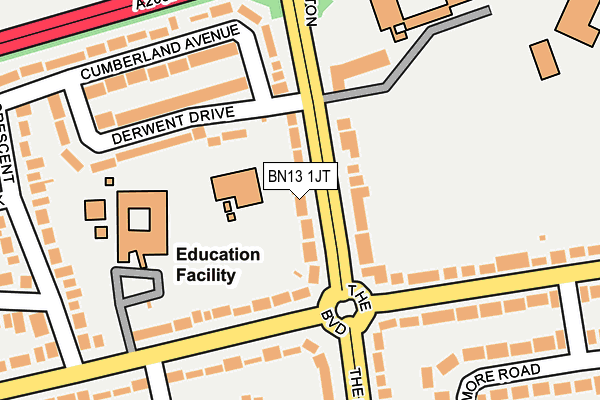 BN13 1JT map - OS OpenMap – Local (Ordnance Survey) BN13 1JT map - OS OpenMap – Local (Ordnance Survey)