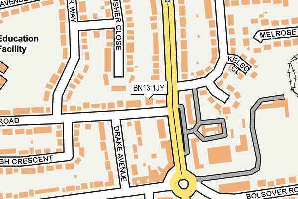 BN13 1JY map - OS OpenMap – Local (Ordnance Survey) BN13 1JY map - OS OpenMap – Local (Ordnance Survey)