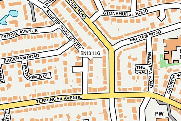BN13 1LG map - OS OpenMap – Local (Ordnance Survey) BN13 1LG map - OS OpenMap – Local (Ordnance Survey)