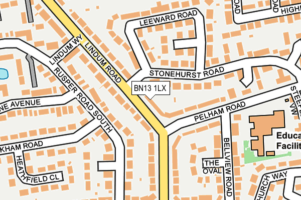 BN13 1LX map - OS OpenMap – Local (Ordnance Survey) BN13 1LX map - OS OpenMap – Local (Ordnance Survey)