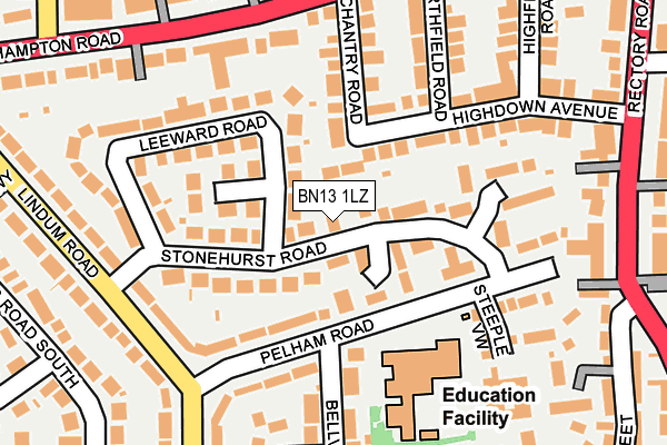 BN13 1LZ map - OS OpenMap – Local (Ordnance Survey) BN13 1LZ map - OS OpenMap – Local (Ordnance Survey)