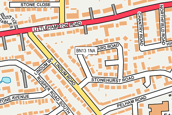 BN13 1NA map - OS OpenMap – Local (Ordnance Survey) BN13 1NA map - OS OpenMap – Local (Ordnance Survey)