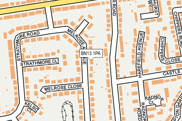 BN13 1PA map - OS OpenMap – Local (Ordnance Survey) BN13 1PA map - OS OpenMap – Local (Ordnance Survey)
