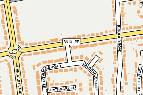 BN13 1PE map - OS OpenMap – Local (Ordnance Survey) BN13 1PE map - OS OpenMap – Local (Ordnance Survey)