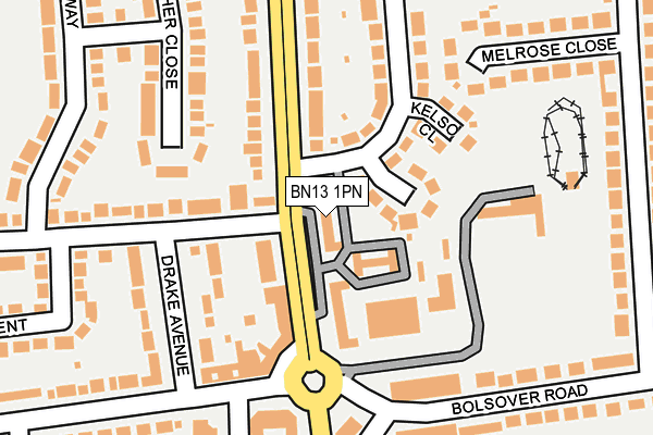 BN13 1PN map - OS OpenMap – Local (Ordnance Survey) BN13 1PN map - OS OpenMap – Local (Ordnance Survey)