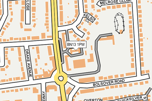 BN13 1PW map - OS OpenMap – Local (Ordnance Survey) BN13 1PW map - OS OpenMap – Local (Ordnance Survey)