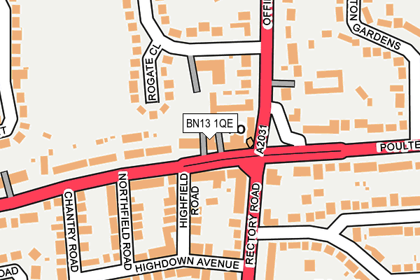 BN13 1QE map - OS OpenMap – Local (Ordnance Survey) BN13 1QE map - OS OpenMap – Local (Ordnance Survey)