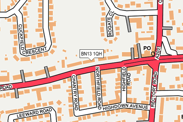 BN13 1QH map - OS OpenMap – Local (Ordnance Survey) BN13 1QH map - OS OpenMap – Local (Ordnance Survey)