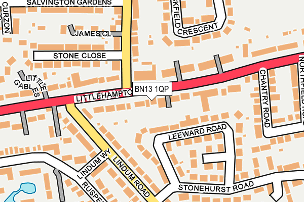 BN13 1QP map - OS OpenMap – Local (Ordnance Survey) BN13 1QP map - OS OpenMap – Local (Ordnance Survey)