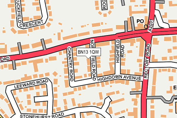 BN13 1QW map - OS OpenMap – Local (Ordnance Survey) BN13 1QW map - OS OpenMap – Local (Ordnance Survey)