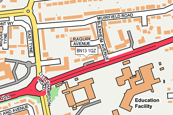 BN13 1QZ map - OS OpenMap – Local (Ordnance Survey)
