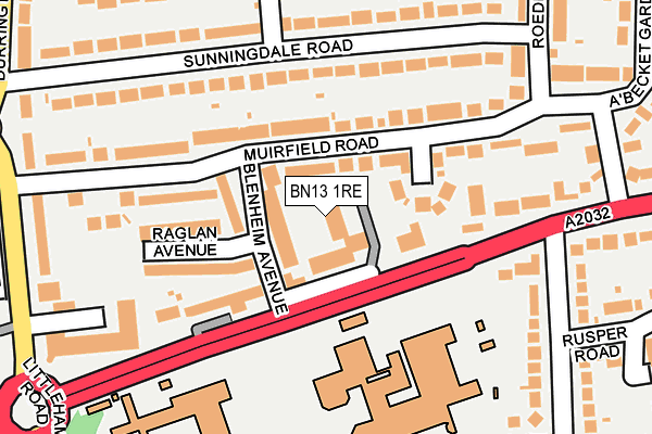 BN13 1RE map - OS OpenMap – Local (Ordnance Survey) BN13 1RE map - OS OpenMap – Local (Ordnance Survey)