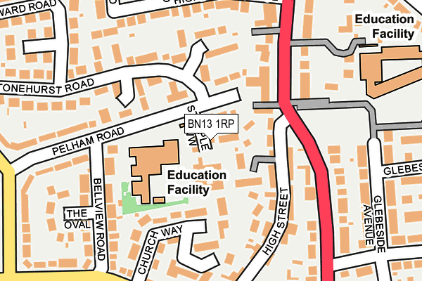 BN13 1RP map - OS OpenMap – Local (Ordnance Survey) BN13 1RP map - OS OpenMap – Local (Ordnance Survey)