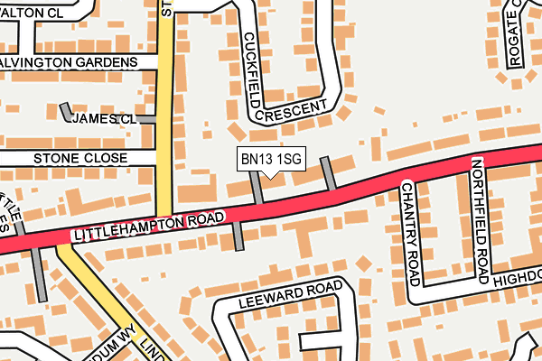 BN13 1SG map - OS OpenMap – Local (Ordnance Survey) BN13 1SG map - OS OpenMap – Local (Ordnance Survey)