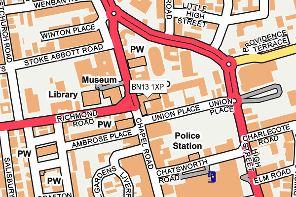 BN13 1XP map - OS OpenMap – Local (Ordnance Survey) BN13 1XP map - OS OpenMap – Local (Ordnance Survey)
