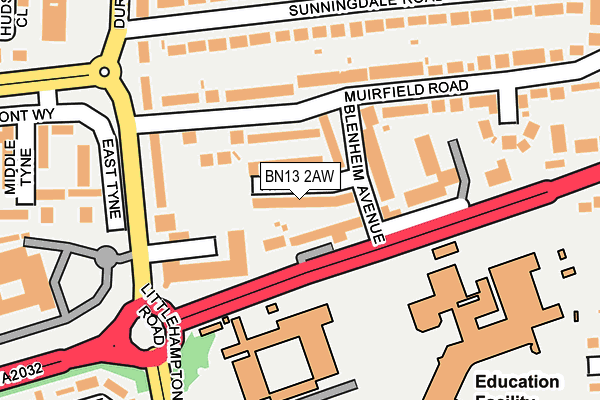 BN13 2AW map - OS OpenMap – Local (Ordnance Survey) BN13 2AW map - OS OpenMap – Local (Ordnance Survey)