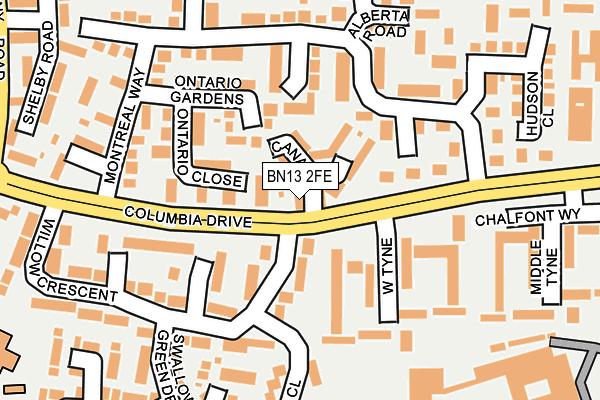 BN13 2FE map - OS OpenMap – Local (Ordnance Survey) BN13 2FE map - OS OpenMap – Local (Ordnance Survey)