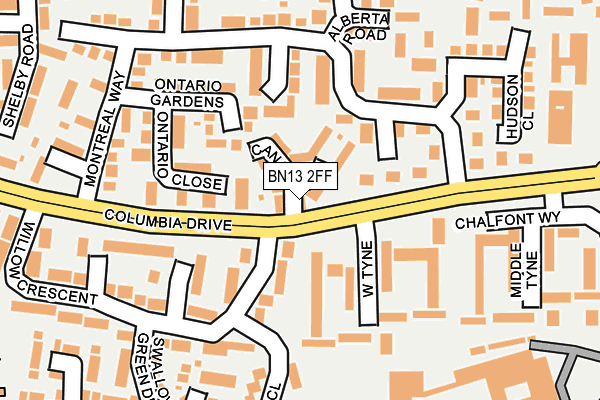 BN13 2FF map - OS OpenMap – Local (Ordnance Survey) BN13 2FF map - OS OpenMap – Local (Ordnance Survey)