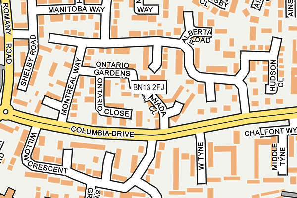 BN13 2FJ map - OS OpenMap – Local (Ordnance Survey) BN13 2FJ map - OS OpenMap – Local (Ordnance Survey)