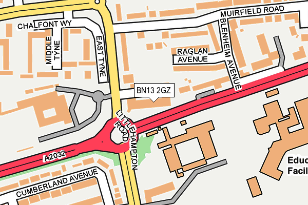 BN13 2GZ map - OS OpenMap – Local (Ordnance Survey) BN13 2GZ map - OS OpenMap – Local (Ordnance Survey)