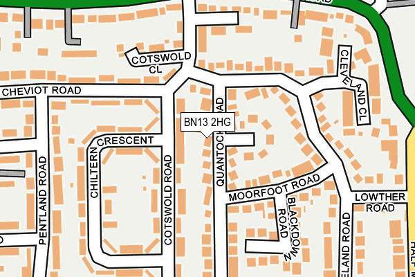 BN13 2HG map - OS OpenMap – Local (Ordnance Survey) BN13 2HG map - OS OpenMap – Local (Ordnance Survey)