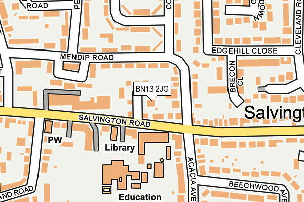 BN13 2JG map - OS OpenMap – Local (Ordnance Survey) BN13 2JG map - OS OpenMap – Local (Ordnance Survey)