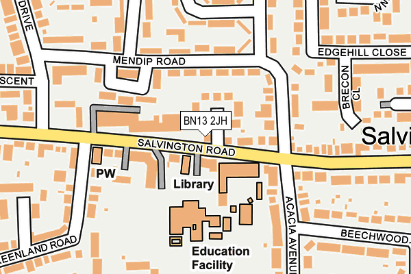 BN13 2JH map - OS OpenMap – Local (Ordnance Survey) BN13 2JH map - OS OpenMap – Local (Ordnance Survey)