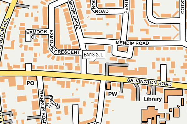 BN13 2JL map - OS OpenMap – Local (Ordnance Survey) BN13 2JL map - OS OpenMap – Local (Ordnance Survey)