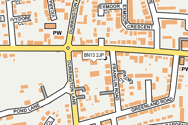 BN13 2JP map - OS OpenMap – Local (Ordnance Survey) BN13 2JP map - OS OpenMap – Local (Ordnance Survey)