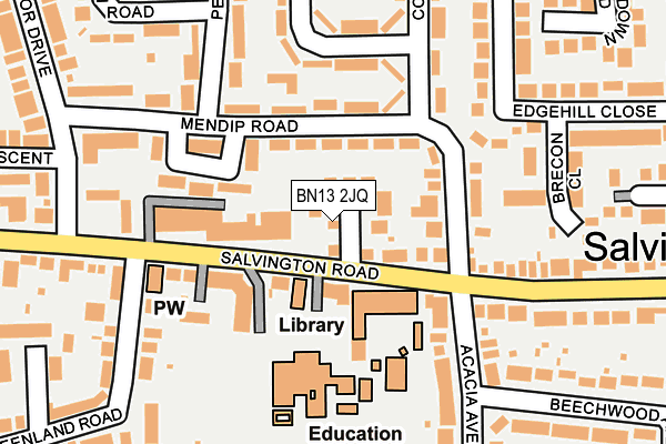 BN13 2JQ map - OS OpenMap – Local (Ordnance Survey) BN13 2JQ map - OS OpenMap – Local (Ordnance Survey)