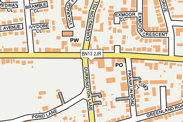 BN13 2JR map - OS OpenMap – Local (Ordnance Survey) BN13 2JR map - OS OpenMap – Local (Ordnance Survey)