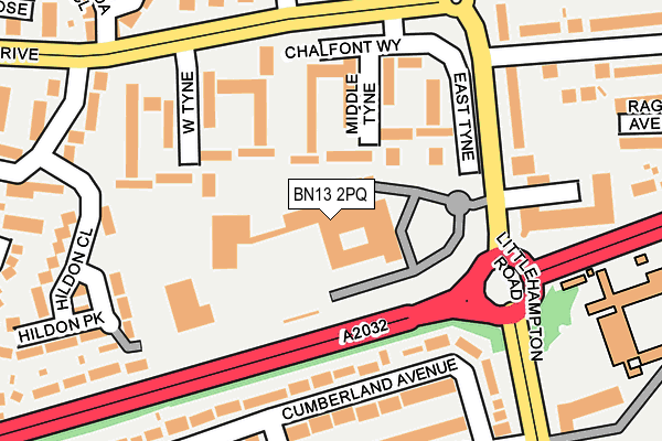 BN13 2PQ map - OS OpenMap – Local (Ordnance Survey) BN13 2PQ map - OS OpenMap – Local (Ordnance Survey)