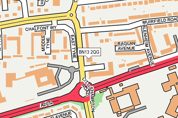 BN13 2QG map - OS OpenMap – Local (Ordnance Survey) BN13 2QG map - OS OpenMap – Local (Ordnance Survey)