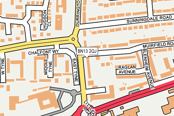 BN13 2QJ map - OS OpenMap – Local (Ordnance Survey) BN13 2QJ map - OS OpenMap – Local (Ordnance Survey)