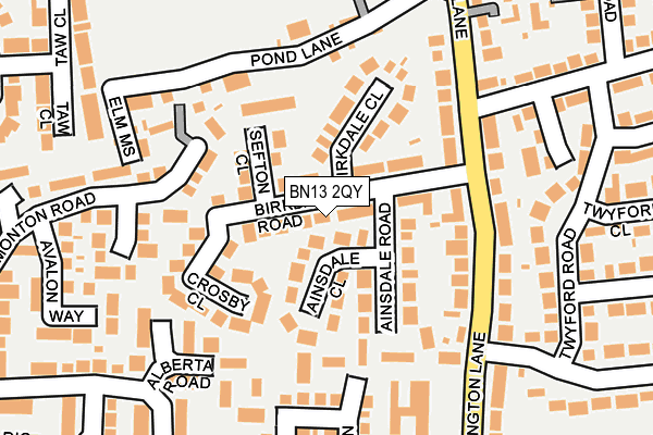 BN13 2QY map - OS OpenMap – Local (Ordnance Survey) BN13 2QY map - OS OpenMap – Local (Ordnance Survey)